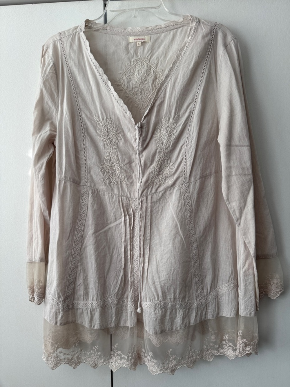 Sundance Embroidered boho romantic Blouse L